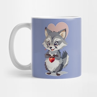 Cute Raccoon with Heart-Shaped Gift Mug